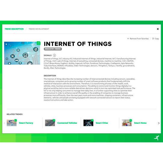 Für das Thema IoT analysiert SONAR über 130.000 Artikel und mehr als 2.000 Patente. Für das Thema IoT analysiert SONAR über 130.000 Artikel und mehr als 2.000 Patente.