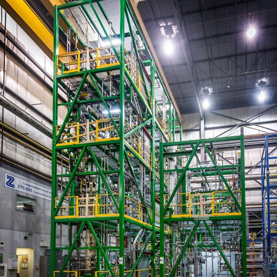 Anellotech's TCat-8 development and testing unit for converting biomass to BTX. Anellotech's TCat-8 development and testing unit for converting biomass to BTX.