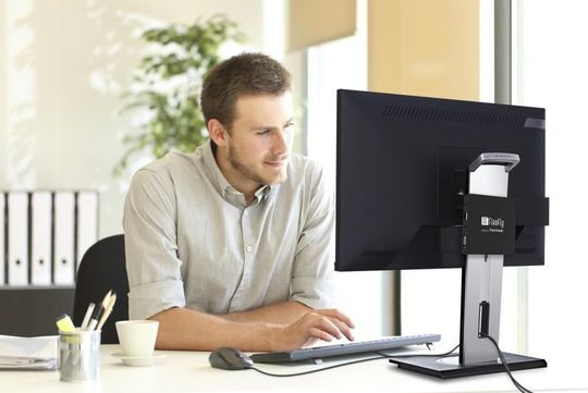 Der Standfuß des VG2448 ist mit einer Thin-Client-Halterung ausgestattet. Der Standfuß des VG2448 ist mit einer Thin-Client-Halterung ausgestattet.