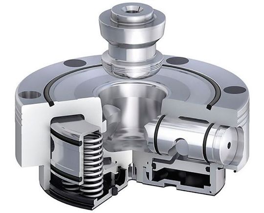 WNT ist mit seinem pneumatischen Spannsystem vertreten. Bei ihm können zusätzlich zur Federkraft die Kolbenflächen mit Druckluft beaufschlagt werden.