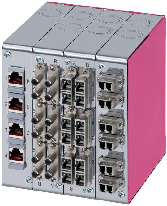 Die Spleißbox FIMP-XP bietet 20 unterschiedliche Module für Glasfaser- und Twisted-Pair-Kabel. Die Spleißbox FIMP-XP bietet 20 unterschiedliche Module für Glasfaser- und Twisted-Pair-Kabel.