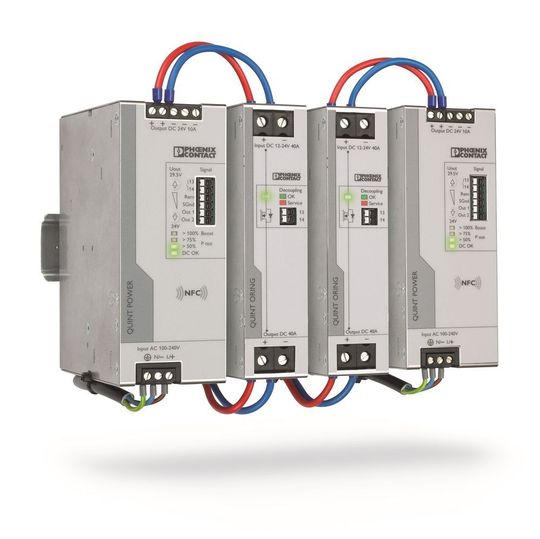 Phoenix Contact bietet ein redundantes Stromversorgungskonzept gegen Ausfälle: Quint Power und Quint S-Oring. Phoenix Contact bietet ein redundantes Stromversorgungskonzept gegen Ausfälle: Quint Power und Quint S-Oring.