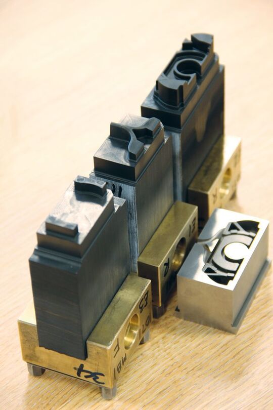An example of electrodes machined on the V5: A process that used to take weeks is now done in only a couple of hours.