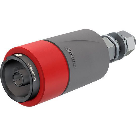 Beim Steckverbinder 16BL will Stäubli mit einem neuen patentierten Bajonettverschluss und mit der hohen Stromtragfähigkeit von 630 A überzeugen. Beim Steckverbinder 16BL will Stäubli mit einem neuen patentierten Bajonettverschluss und mit der hohen Stromtragfähigkeit von 630 A überzeugen.