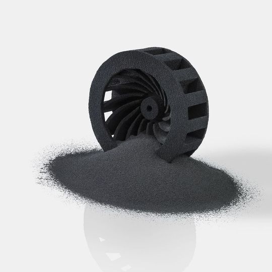 3D-gedrucktes Kohlenstofflaufrad als Beispiel für die Designfreiheit des 3D-Drucks 3D-gedrucktes Kohlenstofflaufrad als Beispiel für die Designfreiheit des 3D-Drucks