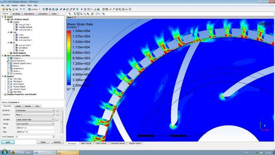 CFD scheme of the shear strain rate of Packo's high-shear pumps CFD scheme of the shear strain rate of Packo's high-shear pumps