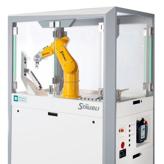 Um den Lerneffekt zu maximieren, ist die Academia-Box mit der jüngsten Roboter- und Steuerungsgeneration von Stäubli ausgestattet. Um den Lerneffekt zu maximieren, ist die Academia-Box mit der jüngsten Roboter- und Steuerungsgeneration von Stäubli ausgestattet.