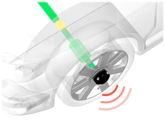 Pro Rad erfassen vier Thermoelemente bei einem Bremstest die Temperaturwerte. Bis zu vier Räder können synchron mit einem Empfänger erfasst werden. Pro Rad erfassen vier Thermoelemente bei einem Bremstest die Temperaturwerte. Bis zu vier Räder können synchron mit einem Empfänger erfasst werden.