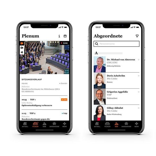 Die neue Bundestags-App soll Informationen über Abgeordnete enthalten und Livestreams von Sitzungen zeigen. Die neue Bundestags-App soll Informationen über Abgeordnete enthalten und Livestreams von Sitzungen zeigen.