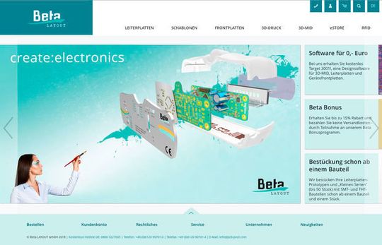 Die neue Website von Beta LAYOUT vereinigt alle Produkte und Dienstleistungen rund um die Prototypen-Entwicklung. Die neue Website von Beta LAYOUT vereinigt alle Produkte und Dienstleistungen rund um die Prototypen-Entwicklung.