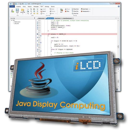 Java Virtual Machine (Java VM) on Board: Der kostenlose iLCD Manager XE enthält eine komplette Java-Entwicklungsumgebung. Java Virtual Machine (Java VM) on Board: Der kostenlose iLCD Manager XE enthält eine komplette Java-Entwicklungsumgebung.