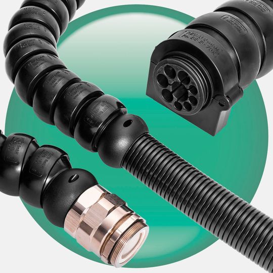 Reiku-Gliederrohre sind jetzt in den Nennweiten 48 und 76 erhältlich. Viele neue Anschlussstücke ermöglichen deren flexible Einbindung in das Produktionsumfeld sowie die einfache Verbindung mit herkömmlichen Wellrohren. Reiku-Gliederrohre sind jetzt in den Nennweiten 48 und 76 erhältlich. Viele neue Anschlussstücke ermöglichen deren flexible Einbindung in das Produktionsumfeld sowie die einfache Verbindung mit herkömmlichen Wellrohren.