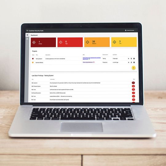 Crashtest Security hilft Unternehmen Software-Sicherheitslücken bereits im Entwicklungszyklus mit Hilfe künstlicher Intelligenz zu entdecken und zuverlässig zu schließen. Crashtest Security hilft Unternehmen Software-Sicherheitslücken bereits im Entwicklungszyklus mit Hilfe künstlicher Intelligenz zu entdecken und zuverlässig zu schließen.