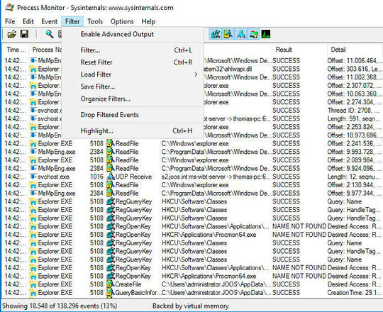 windows sys internal process monitor