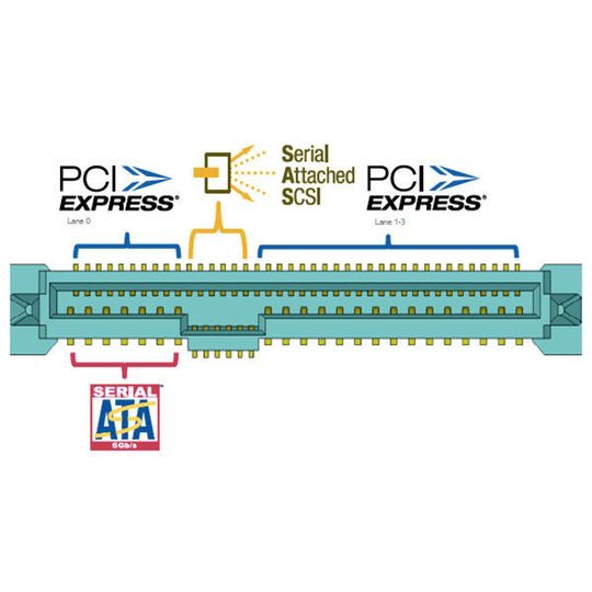 Das „U“ steht bei der Steckverbindung U.2 für „Universal“, da neben Anschlüssen für die Anbindung klassischer SAS- und SATA-Laufwerke ebenso zusätzliche Pins für die Nutzung von vier PCI-Express-Lanes bereitstehen. Das „U“ steht bei der Steckverbindung U.2 für „Universal“, da neben Anschlüssen für die Anbindung klassischer SAS- und SATA-Laufwerke ebenso zusätzliche Pins für die Nutzung von vier PCI-Express-Lanes bereitstehen.