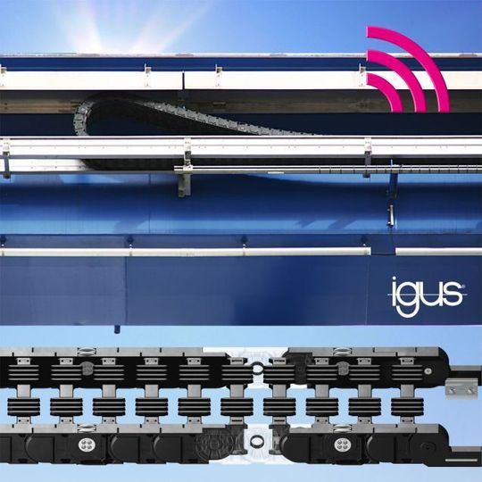 Wartungsfreie Gleitlager und ein intelligenter Verschleißsensor sorgen für eine höhere Lebensdauer in der P4.1 Rollenkette für Kran- und Portalanlagen. Wartungsfreie Gleitlager und ein intelligenter Verschleißsensor sorgen für eine höhere Lebensdauer in der P4.1 Rollenkette für Kran- und Portalanlagen.
