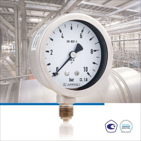 Die Afriso Rohrfeder-Chemiemanometer NG 50 und NG 63 eignen sich für Anwendungen in der Chemie- und Verfahrenstechnik und sind DNV-und Gosstandart-zertifiziert. Die Afriso Rohrfeder-Chemiemanometer NG 50 und NG 63 eignen sich für Anwendungen in der Chemie- und Verfahrenstechnik und sind DNV-und Gosstandart-zertifiziert.