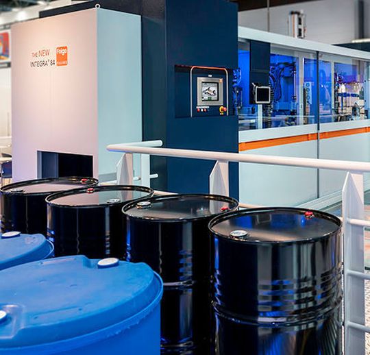 The fully automatic drum filling line of Feige Integra 84. The fully automatic drum filling line of Feige Integra 84.