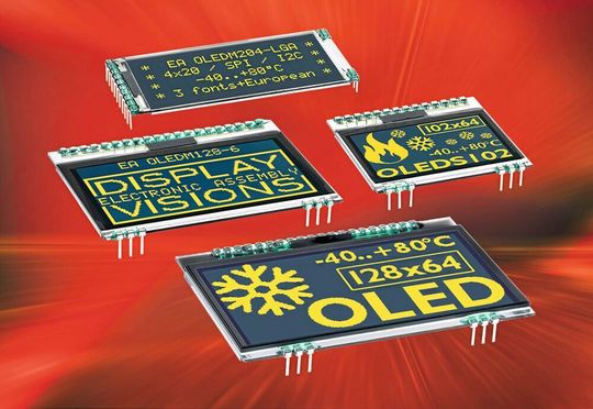 Die OLED-Module von Electronic Assembly sind mit Pins ausgestattet, so dass sie sich stecken oder löten lassen. Interessant sind die Module für den Einsatz im Freien. Die OLED-Module von Electronic Assembly sind mit Pins ausgestattet, so dass sie sich stecken oder löten lassen. Interessant sind die Module für den Einsatz im Freien.