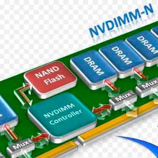 Ein NVDIMM-Controller auf dem Speichermodul sorgt für das korrekte Backup der DRAM-Speiicherzellen in das NAND-Flash. Ein NVDIMM-Controller auf dem Speichermodul sorgt für das korrekte Backup der DRAM-Speiicherzellen in das NAND-Flash.