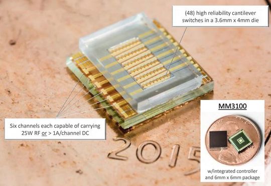 MEMS-Relais: Mit einem neuen Fertigungsprozess und speziellen Legierungen lässt sich ein leichtes miniaturisiertes Leistungsrelais herstellen, das die Vorteile von elektromechanischen und Halbleiterrelais kombiniert. MEMS-Relais: Mit einem neuen Fertigungsprozess und speziellen Legierungen lässt sich ein leichtes miniaturisiertes Leistungsrelais herstellen, das die Vorteile von elektromechanischen und Halbleiterrelais kombiniert.