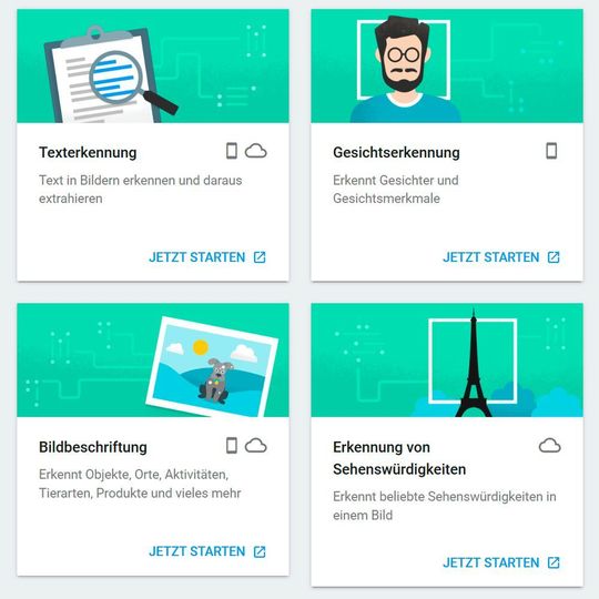 Das Machine-Learning-Kit von Google bietet unter anderem Gesichts- und Bilderkennung an. Das Machine-Learning-Kit von Google bietet unter anderem Gesichts- und Bilderkennung an.