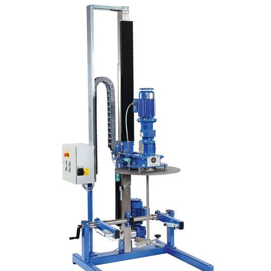 Stativrührwerk des Typs SRW Ex1 mit GRS-D 300/1,5 mit Federdeckel und Behälterklemmung Stativrührwerk des Typs SRW Ex1 mit GRS-D 300/1,5 mit Federdeckel und Behälterklemmung