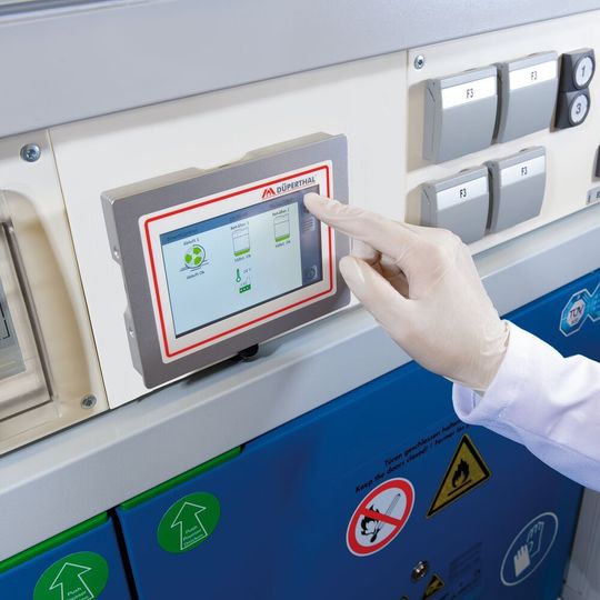 Fig. 1: The safety storage cabinets can be monitored using special control monitors. Fig. 1: The safety storage cabinets can be monitored using special control monitors.