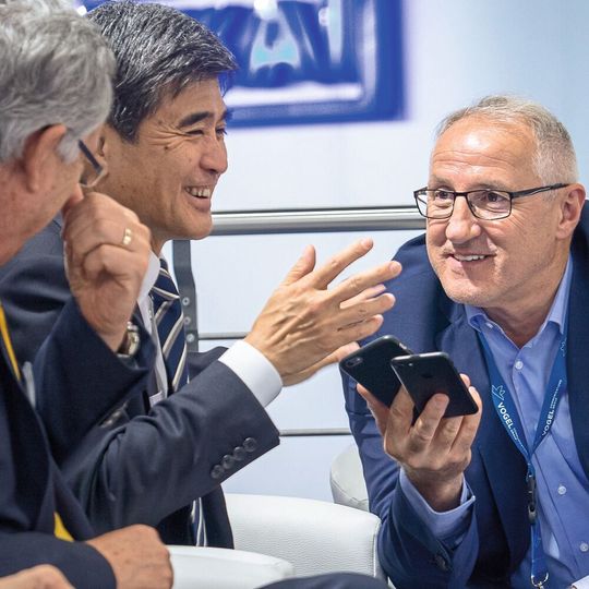 Interview at Achema: PROCESS Editor-in-Chief Gerd Kielburger (right) with Takashi Nishijima and Herman van den Berg (left). Interview at Achema: PROCESS Editor-in-Chief Gerd Kielburger (right) with Takashi Nishijima and Herman van den Berg (left).