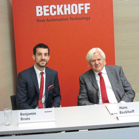 Benjamin Bruns (left) and Hans Beckhoff (right) at a press conference yesterday Benjamin Bruns (left) and Hans Beckhoff (right) at a press conference yesterday