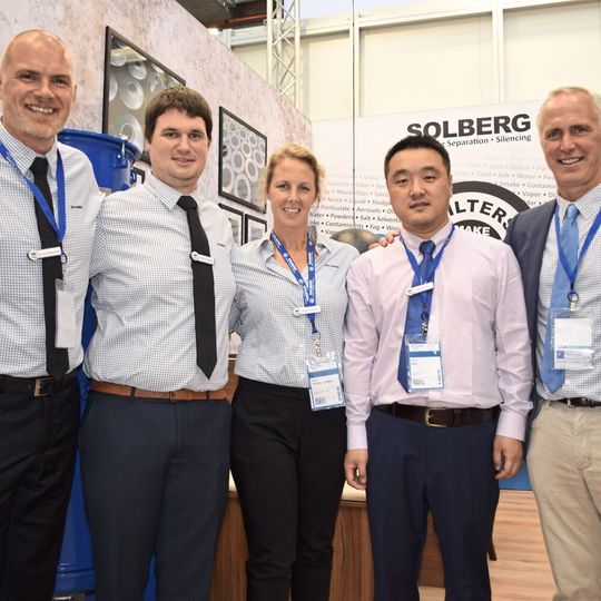 Celebrating a new office and 50 years of Solberg filters (l–r): Nicolei Rademacher, David De Herdt, Sarah Solberg, Martin Qian, Tor Solberg Celebrating a new office and 50 years of Solberg filters (l–r): Nicolei Rademacher, David De Herdt, Sarah Solberg, Martin Qian, Tor Solberg