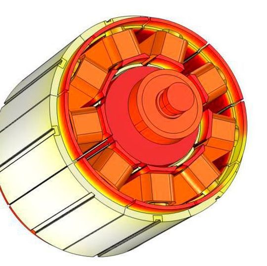 Temperatur der ECU und der Stator- und Rotorbaugruppe. Das Modell sagt die thermischen Eigenschaften des Systems im Einbauzustand im Fahrzeug voraus. Temperatur der ECU und der Stator- und Rotorbaugruppe. Das Modell sagt die thermischen Eigenschaften des Systems im Einbauzustand im Fahrzeug voraus.