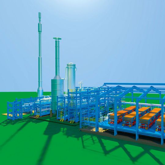 Integrierter Anlagenkomplex zur Produktion von nachhaltigem Wasserstoff und Ammoniak. Integrierter Anlagenkomplex zur Produktion von nachhaltigem Wasserstoff und Ammoniak.