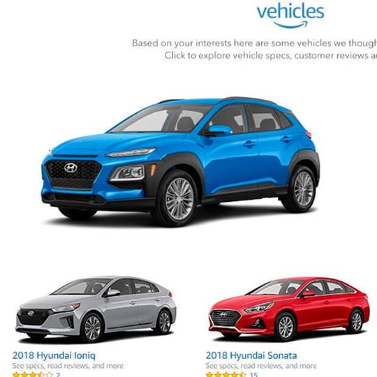 Hyundai of America zeigt seine Modelle künftig bei Amazon Vehicles. Hyundai of America zeigt seine Modelle künftig bei Amazon Vehicles.
