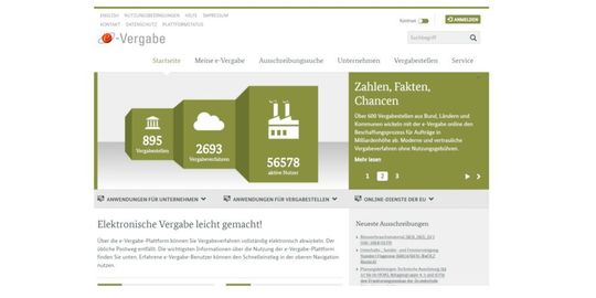 Die Website der e-Vergabe-Plattform des Beschaffungsamts des Bundesinnenministeriums.