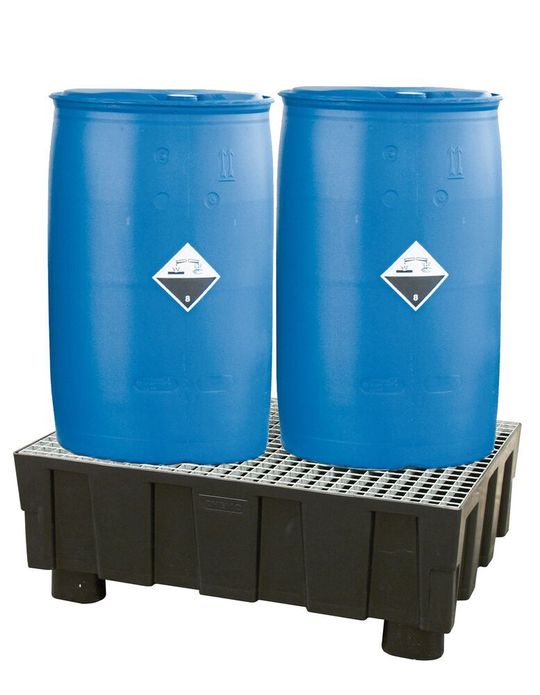 PE-Auffangwanne 250-2 mit verzinktem Gitterrost. PE-Auffangwanne 250-2 mit verzinktem Gitterrost.