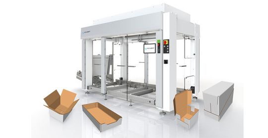 Schubert stellt auf der FachPack in Nürnberg erstmals seinen neuen Cartonpacker vor. Er besteht aus einem Modul und realisiert das Kartonverpacken auf kleinstem Raum.