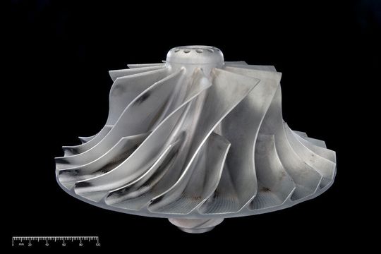 Das Verdichterrad eines Abgasturboladers. Das Verdichterrad eines Abgasturboladers.