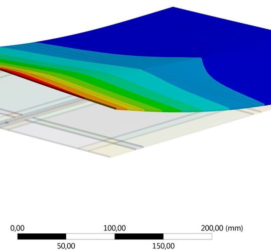 Das Technologie-Institut für Metall & Engineering (TIME) untersucht den Bauteilverzug beim Schweißen. Ein Vergleich zwischen Simulation und Schweißversuch zeigt, wie genau die Simulation bereits die Realität abbildet. Hier die Simulation... Das Technologie-Institut für Metall & Engineering (TIME) untersucht den Bauteilverzug beim Schweißen. Ein Vergleich zwischen Simulation und Schweißversuch zeigt, wie genau die Simulation bereits die Realität abbildet. Hier die Simulation...