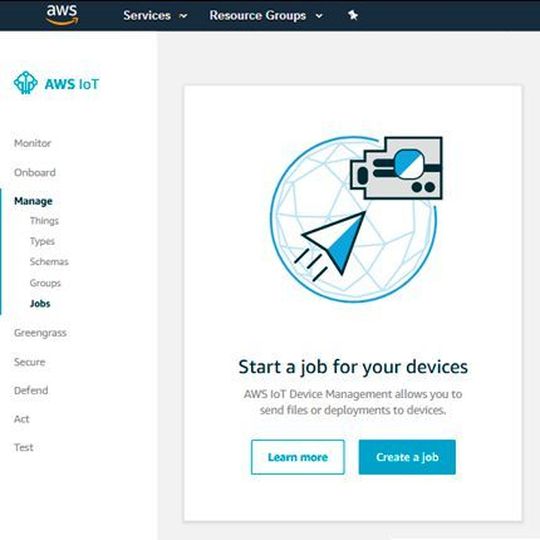 Um Updates für AWS-basierende IoT-Geräte „Over the Air“ ausrollen zu können, müssen Admins einen entsprechenden Job erstellen. Um Updates für AWS-basierende IoT-Geräte „Over the Air“ ausrollen zu können, müssen Admins einen entsprechenden Job erstellen.