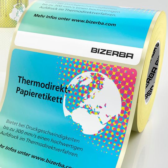 Bizerba bietet unterschiedliche Varianten wie Thermodirekt- und Multilayer- sowie speziell aus biologischen Rohstoffen hergestellte Etiketten an. Bizerba bietet unterschiedliche Varianten wie Thermodirekt- und Multilayer- sowie speziell aus biologischen Rohstoffen hergestellte Etiketten an.