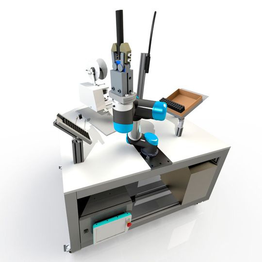 Der „cOBOTIX X2155“ vereint kollaborierende Leichtbaurobotik, Etikettierer sowie Continuous Inkjet in einer kompakten Systemlösung. Der „cOBOTIX X2155“ vereint kollaborierende Leichtbaurobotik, Etikettierer sowie Continuous Inkjet in einer kompakten Systemlösung.