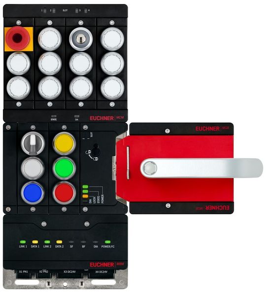 Dank der Modulbauweise kann die neue Schutztürabsicherung MGB2 Modular von Euchner ﬂexibel an die jeweiligen Anforderungen der Schutztüre angepasst werden.