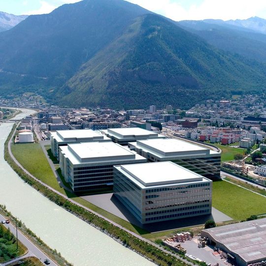 Blick auf den Biopark von Lonza in Visp Blick auf den Biopark von Lonza in Visp
