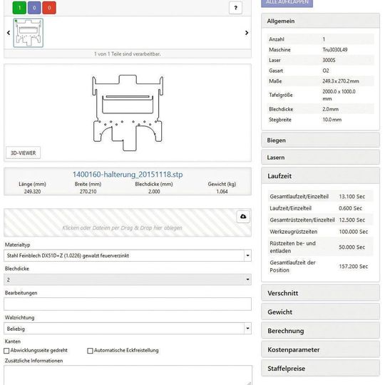 Der auf der Euroblech gezeigte Sellycon Calculator von SPI listet Kosten und Produktionsparameter für die Angebotserstellung. Der auf der Euroblech gezeigte Sellycon Calculator von SPI listet Kosten und Produktionsparameter für die Angebotserstellung.