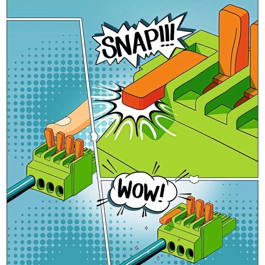 Bild 1: Die intuitive Hebelbedienung macht den Leiteranschluss zum Kinderspiel. Bild 1: Die intuitive Hebelbedienung macht den Leiteranschluss zum Kinderspiel.