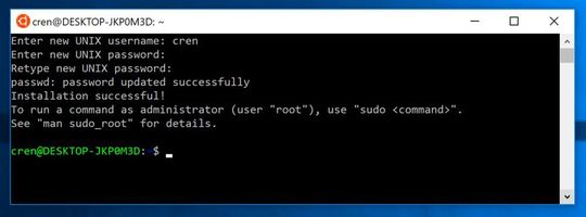 Nach der Einrichtung erscheint die Bash – man darf loslegen.