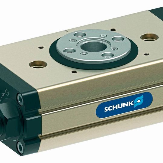 The robust Schunk SRM pneumatic swivel unit, with its high power density, is said to define new standards in the size of the central bore. The robust Schunk SRM pneumatic swivel unit, with its high power density, is said to define new standards in the size of the central bore.