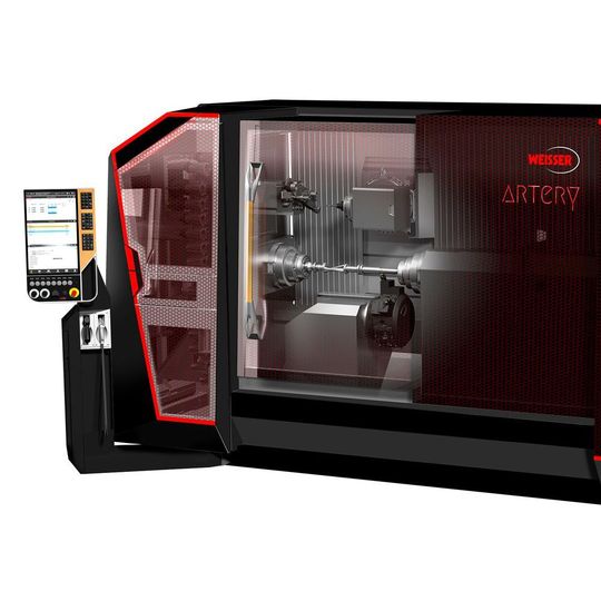 Mit dem Artery-Model M-2 MT ist das 6-Seiten Komplettbearbeiten durch multifunktionales Drehen und Fräsen möglich. Mit dem Artery-Model M-2 MT ist das 6-Seiten Komplettbearbeiten durch multifunktionales Drehen und Fräsen möglich.