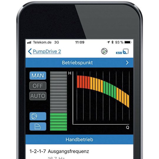Mit der neuen App namens KSB Flow Manager kann der Anwender mit seinen Pumpen kommunizieren und sie bedienen sowie einstellen. Mit der neuen App namens KSB Flow Manager kann der Anwender mit seinen Pumpen kommunizieren und sie bedienen sowie einstellen.